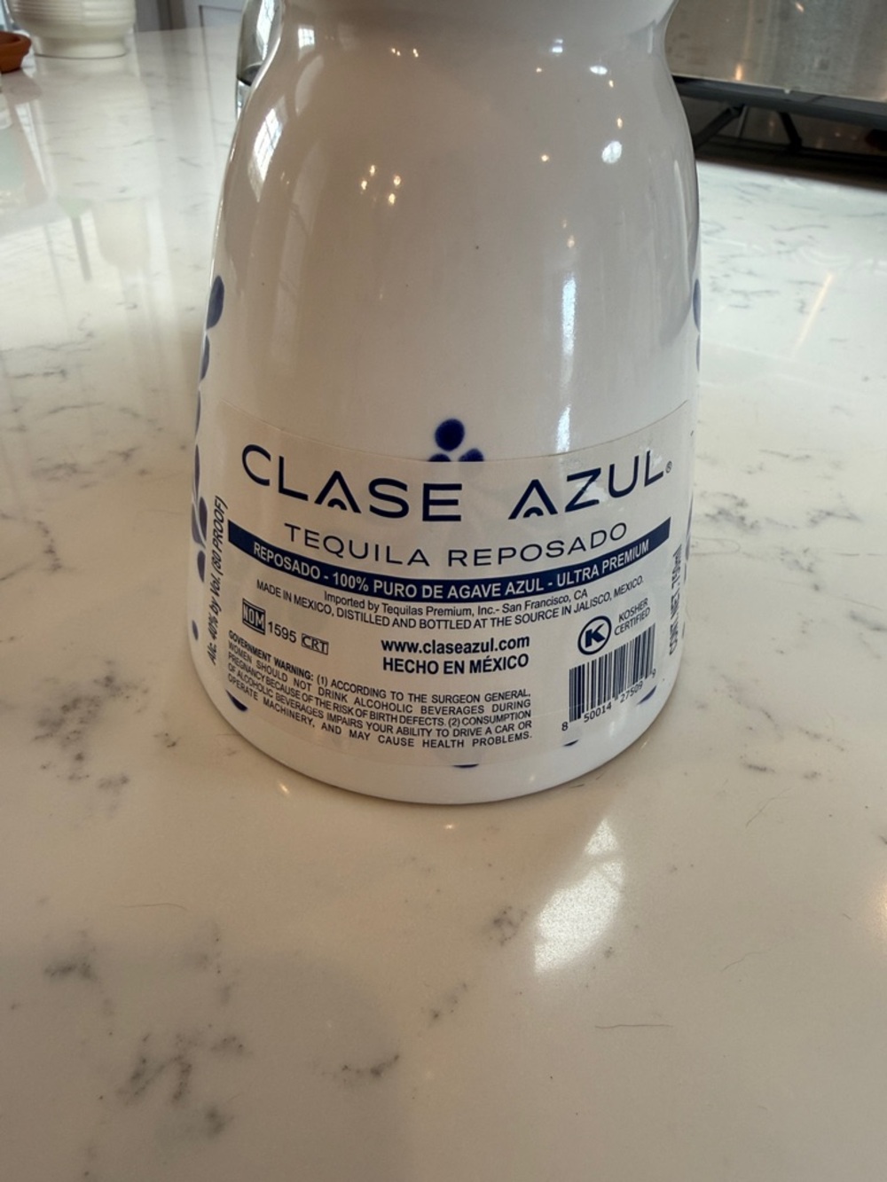 Clase Azul Tequila Reposado Blue & White Ceramic Decorative Bottle - Picture 4 of 4